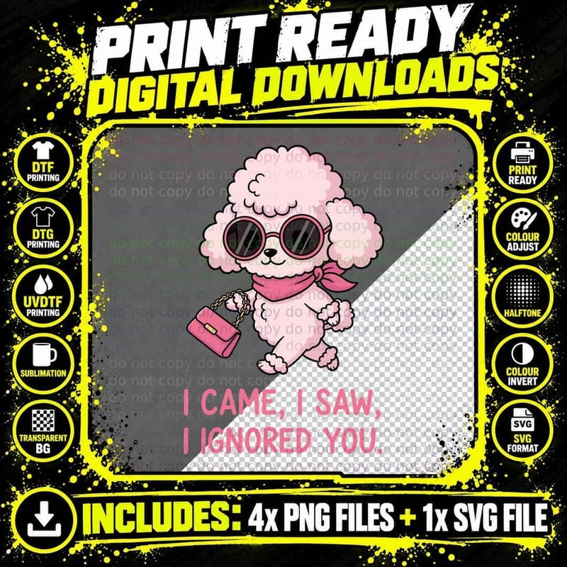 I Came I Saw I Ignored You. Funny Dog T-Shirt Png SVG Digital Bundle