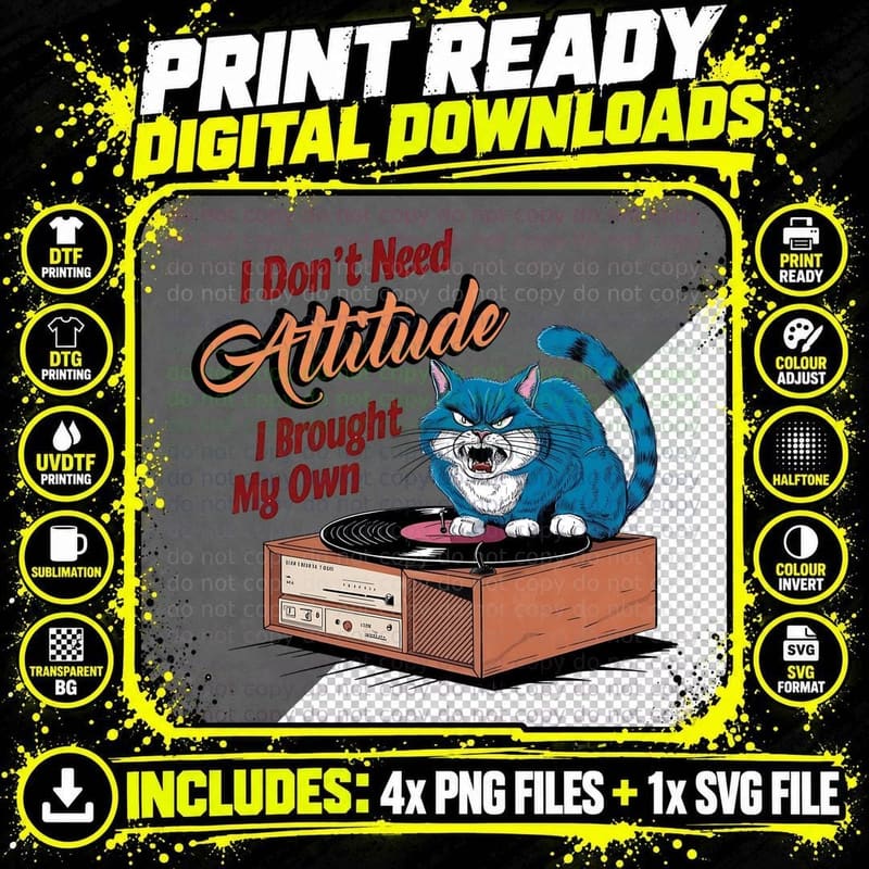 I Don't Need Attitude I Brought My Own Sarcastic Animal Png SVG Digital Bundle