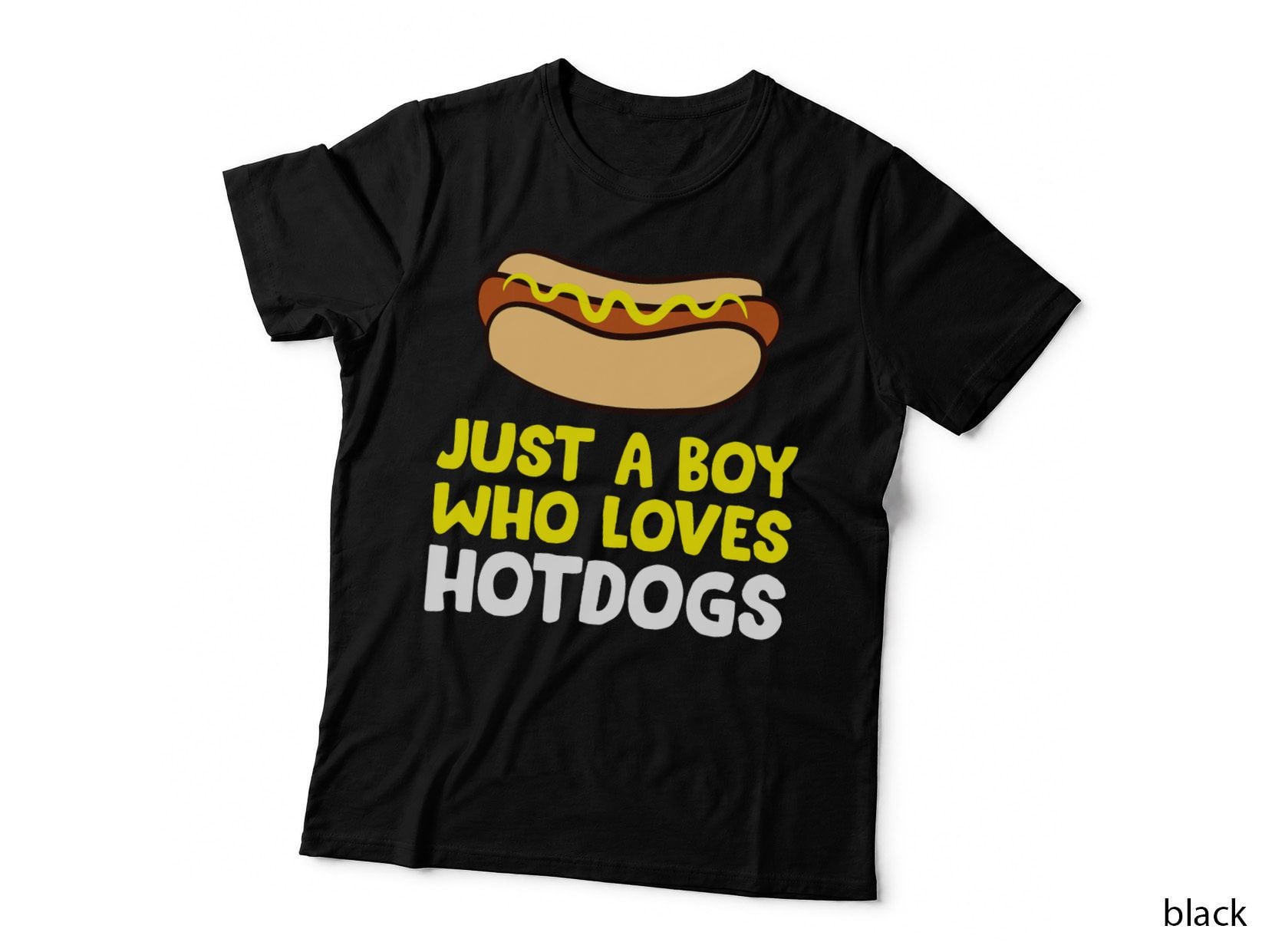 Just a Boy Who Loves Hot Dogs Funny Hot Dog, Men's Food Humor, Sarcastic T-Shirt