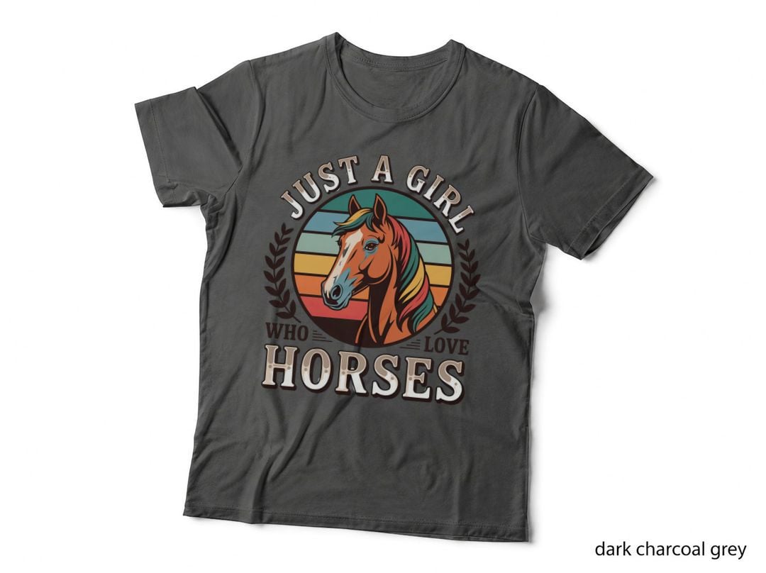 Just a Girl Who Love Horses Horse T-Shirt, Horse Portrait with Colorful Mane