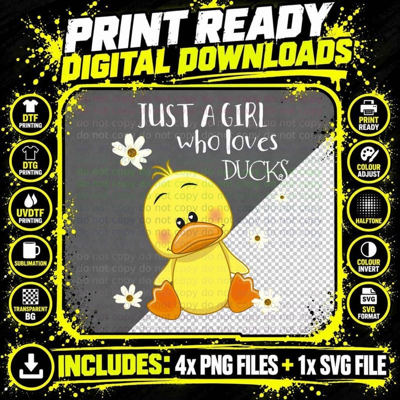 Just a Girl Who Loves Ducks - Cute Duck Lover Owner Png SVG Digital Bundle