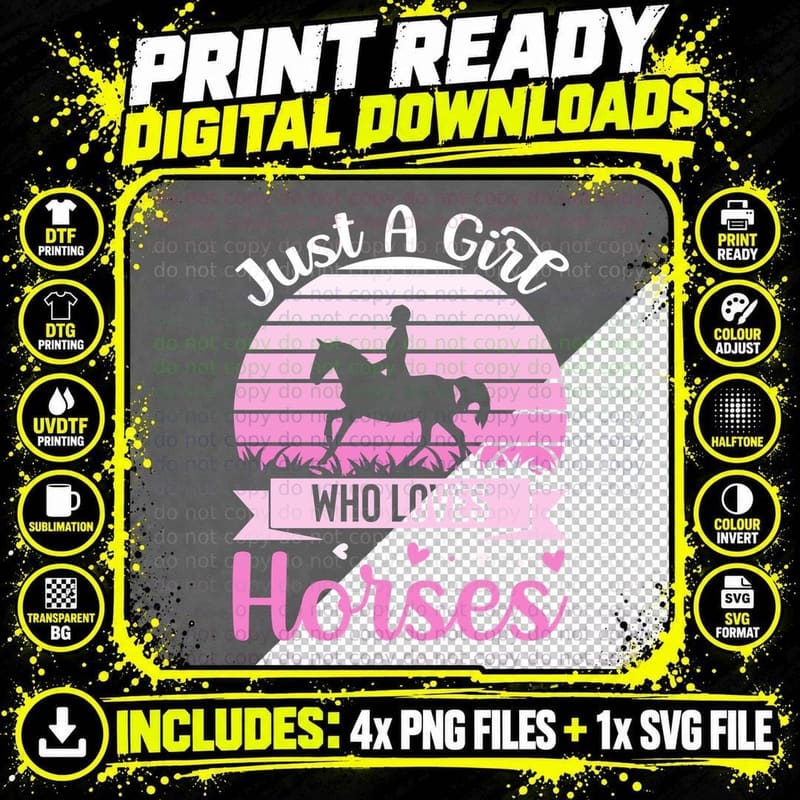 Just a Girl Who Loves Horses Horse T-Shirt Png SVG Digital Bundle