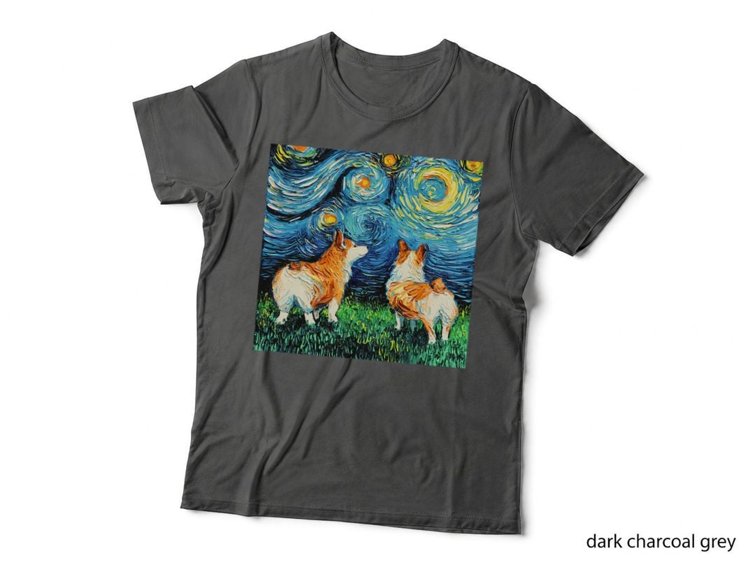 Pembroke Welsh Corgi Butt Starry Night Fluffy Dog Pup Cute T-Shirt