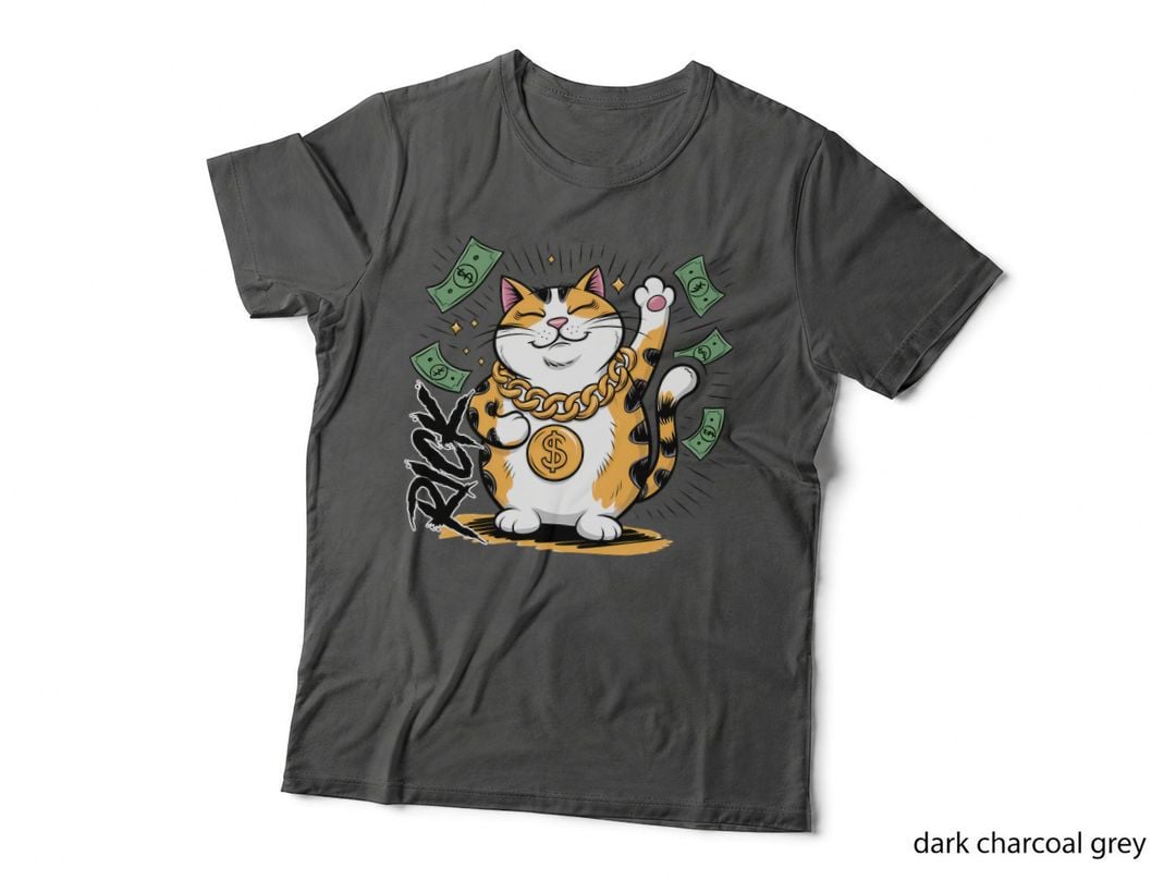 Rick Funny Cat T-Shirt, Rich Cat Wearing Gold Chain Graphic Tee