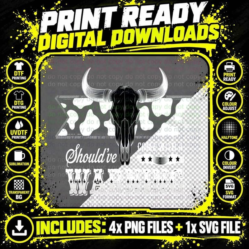 Should've Come with a Warning Western T-Shirt Png SVG Digital Bundle