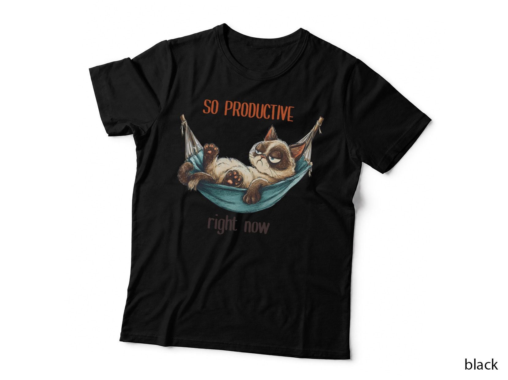 So Productive Right Now Summer T-Shirt, Grumpy Cat Hammock Tropical Sunny Tee
