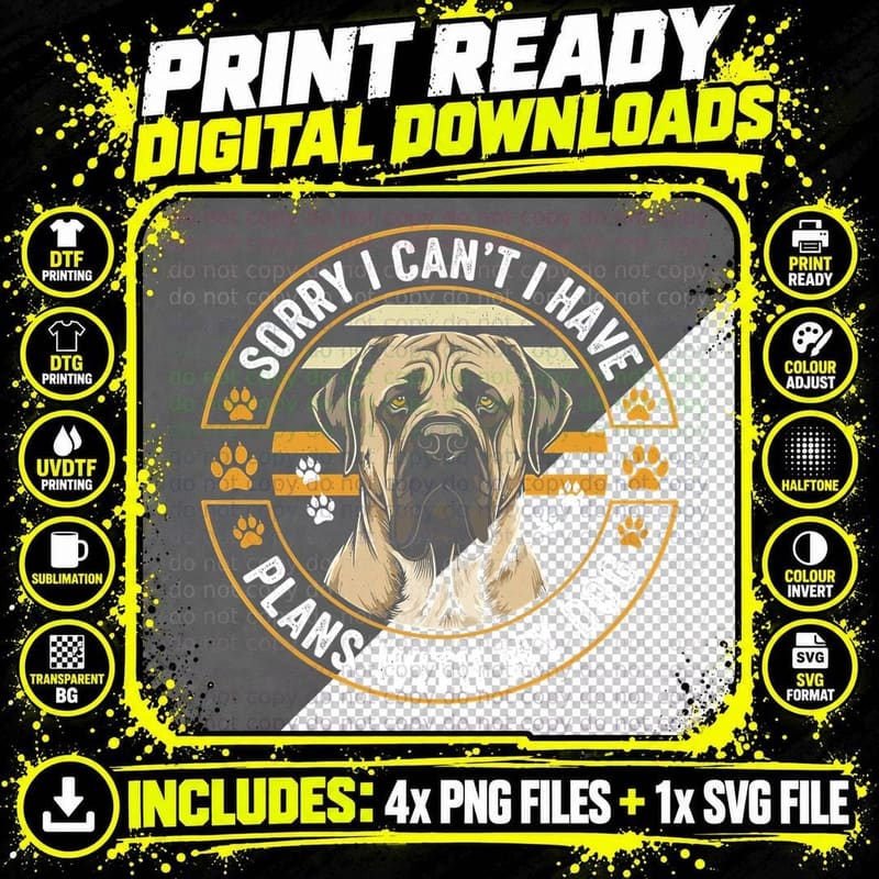Sorry I Can't I Have Plans with My Dog Funny Dog T-Shirt Png SVG Digital Bundle
