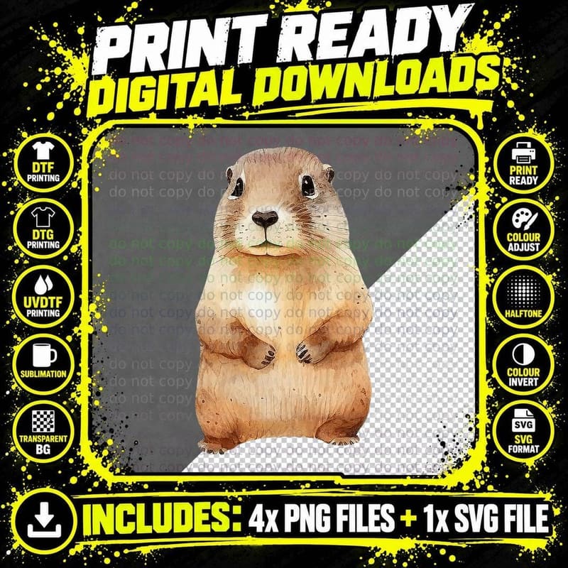 Standing Prairie Dog Illustration Groundhog T-Shirt Png SVG Digital Bundle
