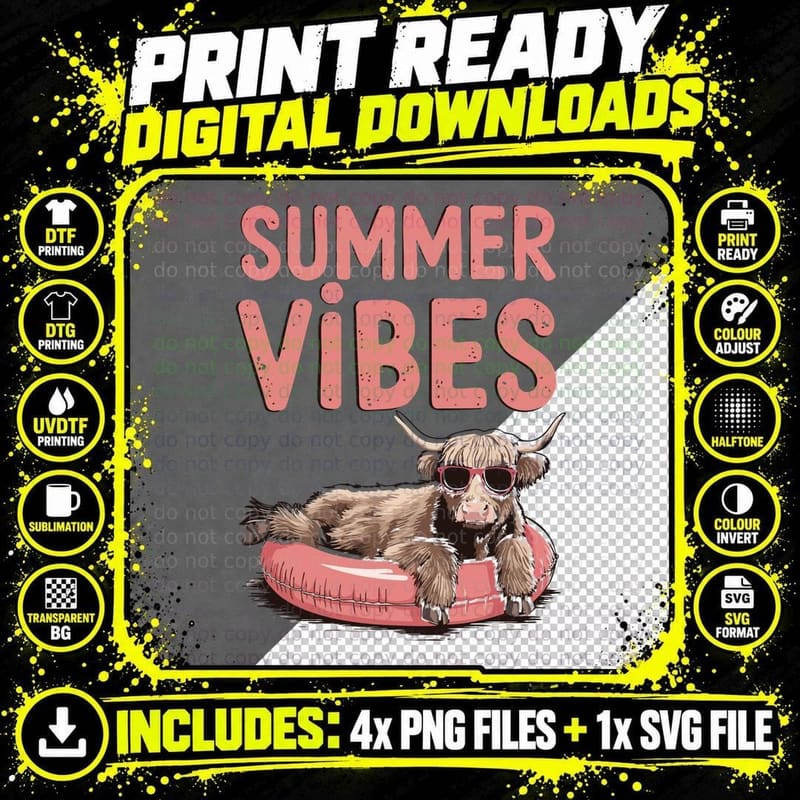 Summer Vibes Sarcastic Animal T-Shirt Png SVG Digital Bundle