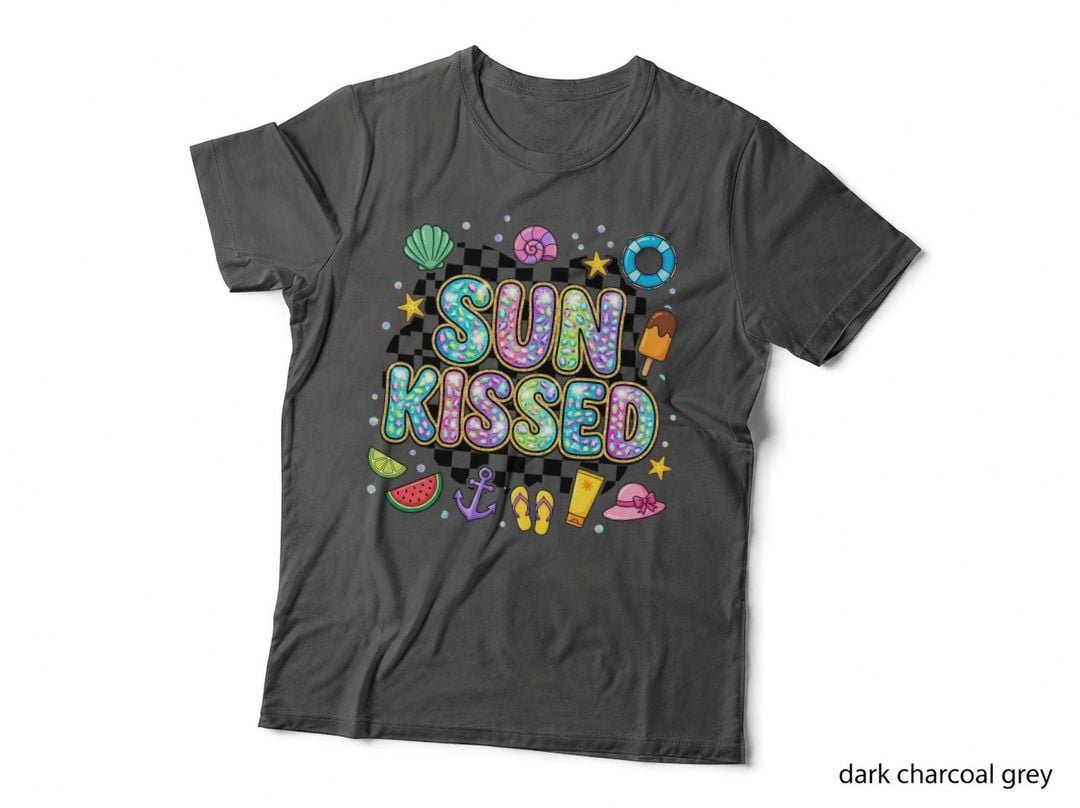 Summer Vibes Summer T-Shirt, Beach Dinosaur with Text Sunny Tee