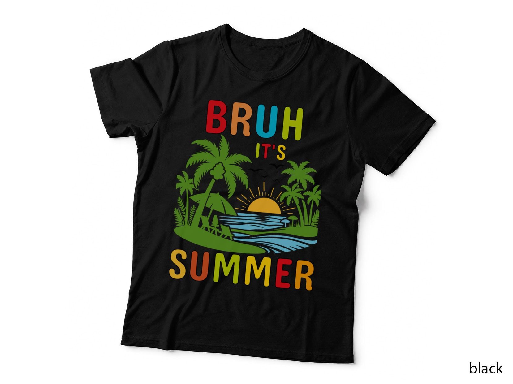 Summer Vibes Summer T-Shirt, Cat Beach Drink Sunglasses Sunny Tee