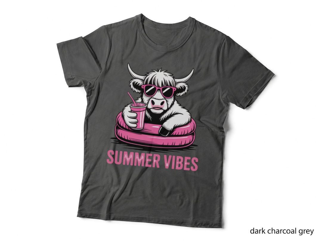 Summer Vibes Summer T-Shirt, Cool Cow Pool Float Sunglasses Sunny Tee