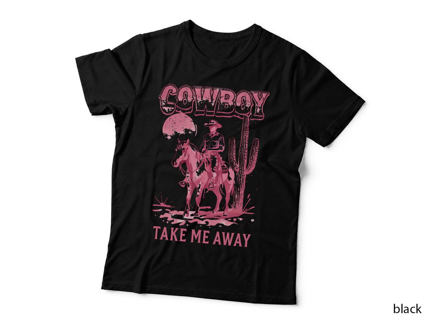 Take Me Away Western T-Shirt, Cowboy on Horse in Desert Graphic Tee