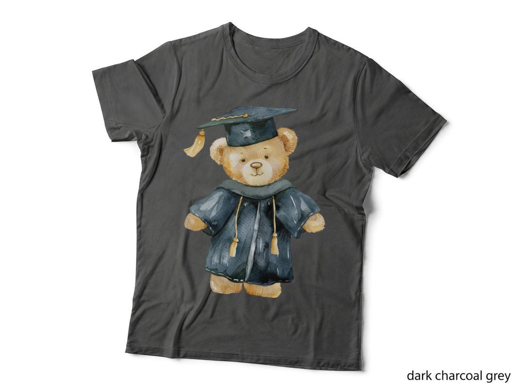 Teddy Bear Grad Cap and Gown Graduation T-Shirt, Senior Grad Graphic Tee