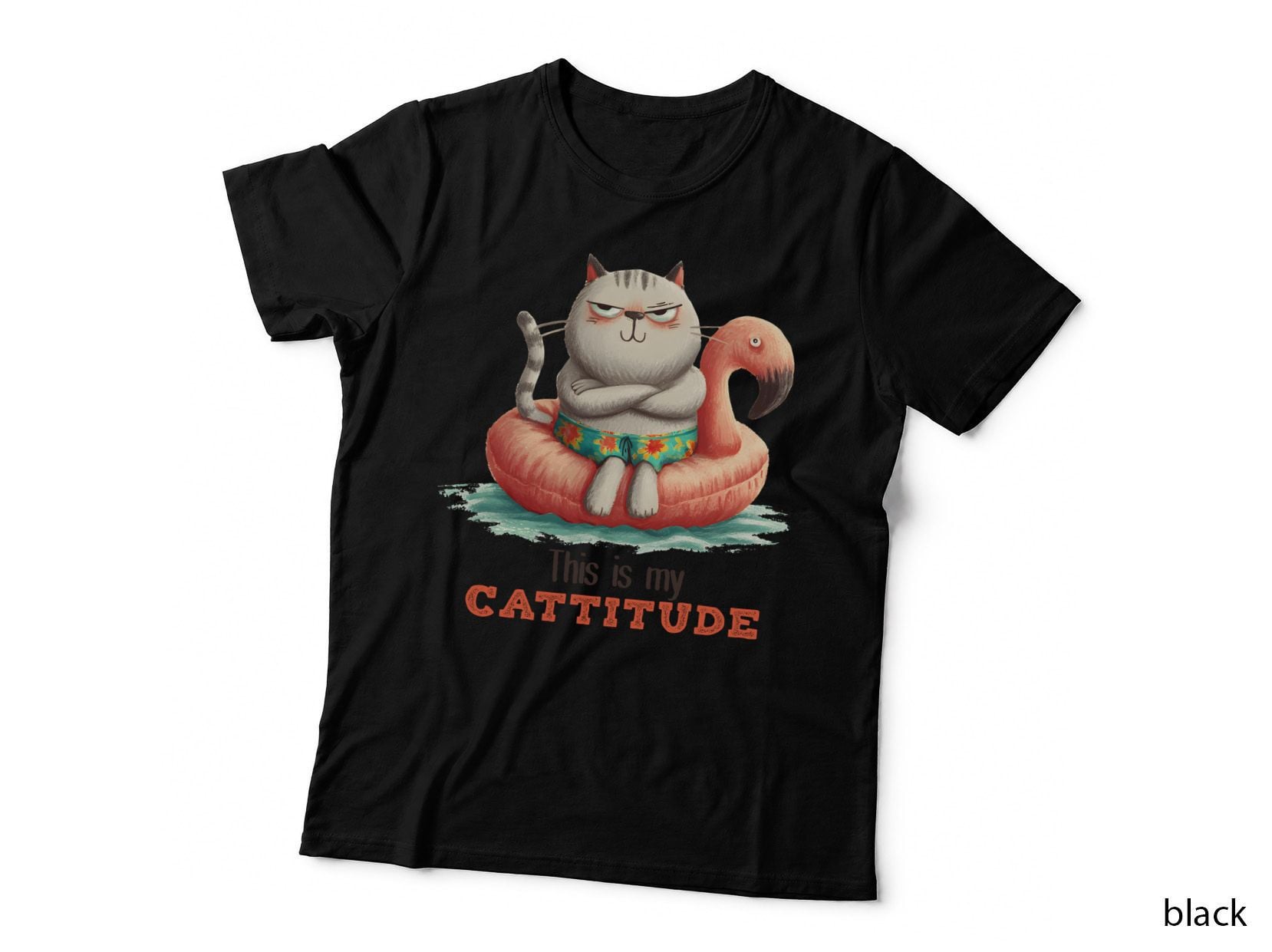 This Is My Cattitude Summer T-Shirt, Cat Float Pool Attitude Sunny Tee