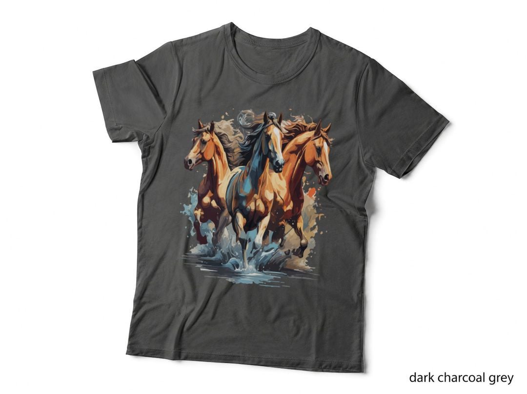 Three Horses Running Through Water Horse T-Shirt, Horse Graphic Tee