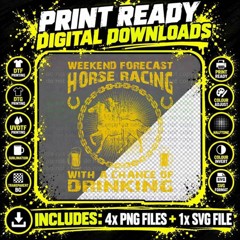 Weekend Forecast Horse Racing with a Chance of Drinking Png SVG Digital Bundle