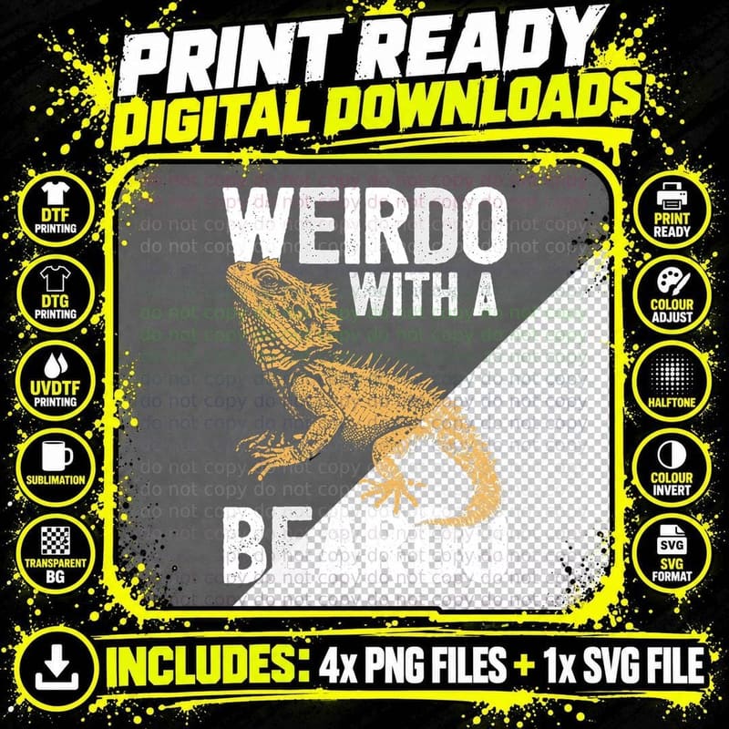 Weirdo with a Beardo Bearded Dragon Lover Reptile Fan Png SVG Digital Bundle