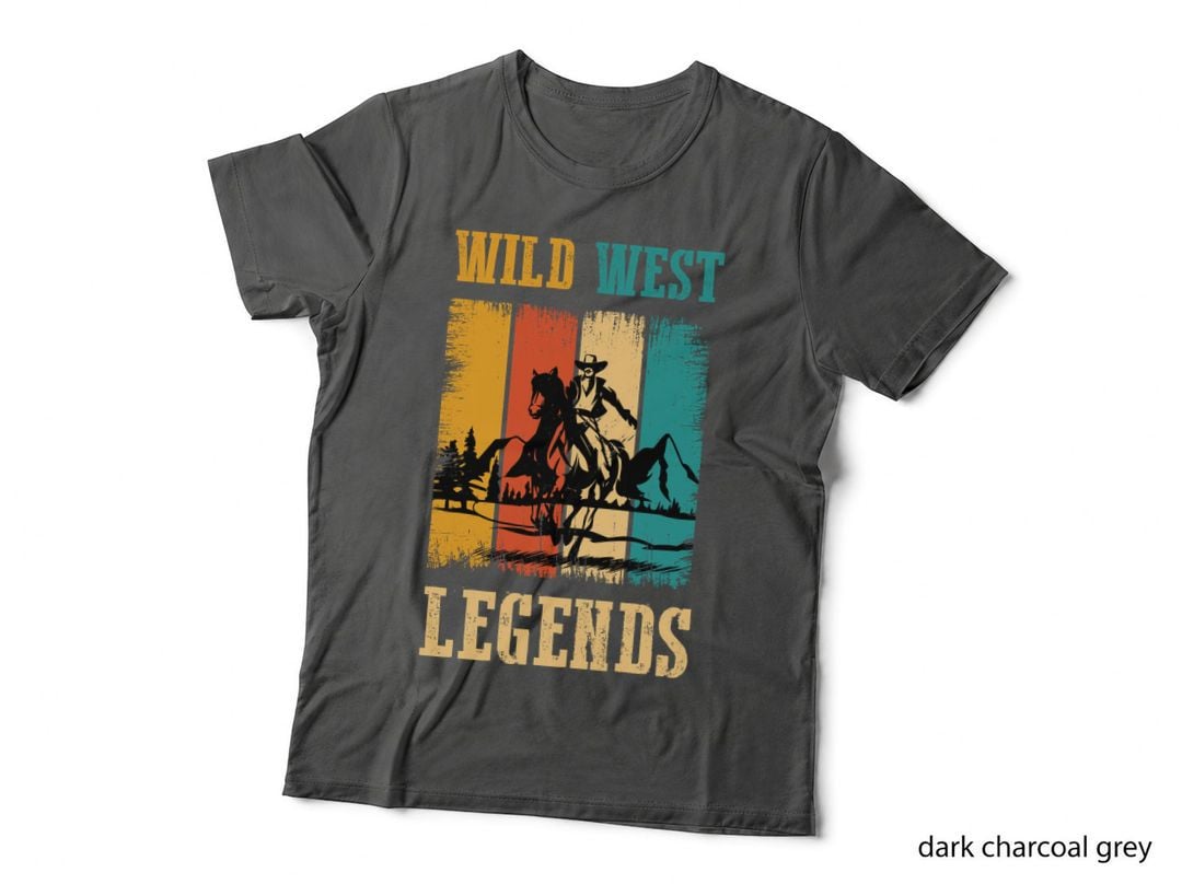 Wild West Legends Horse T-Shirt, Cowboy Riding Horse in Wild West Graphic Tee