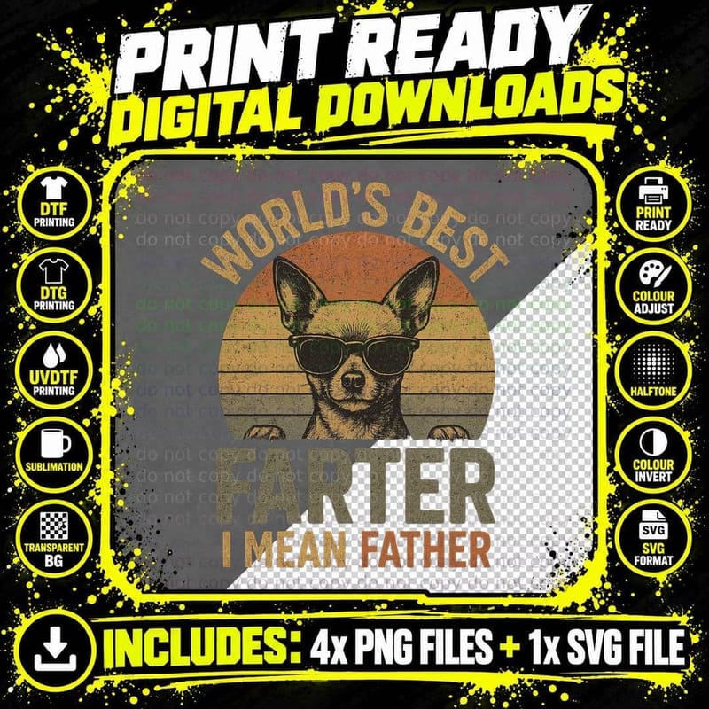 World's Best Farter I Mean Father Funny Dog T-Shirt Png SVG Digital Bundle