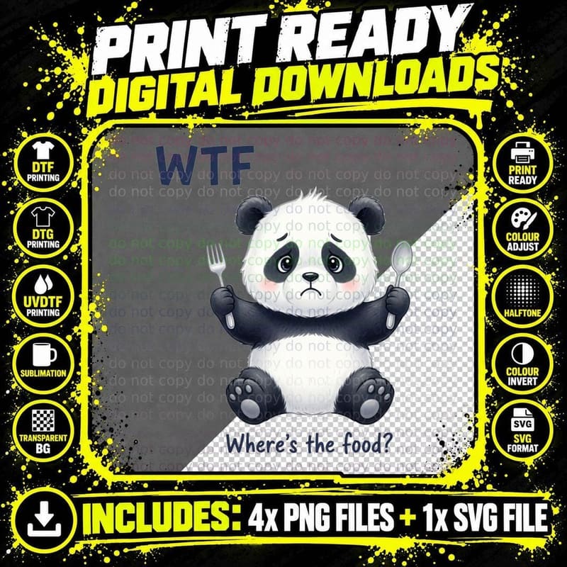 Wtf Where's the Food Sarcastic Animal T-Shirt Png SVG Digital Bundle