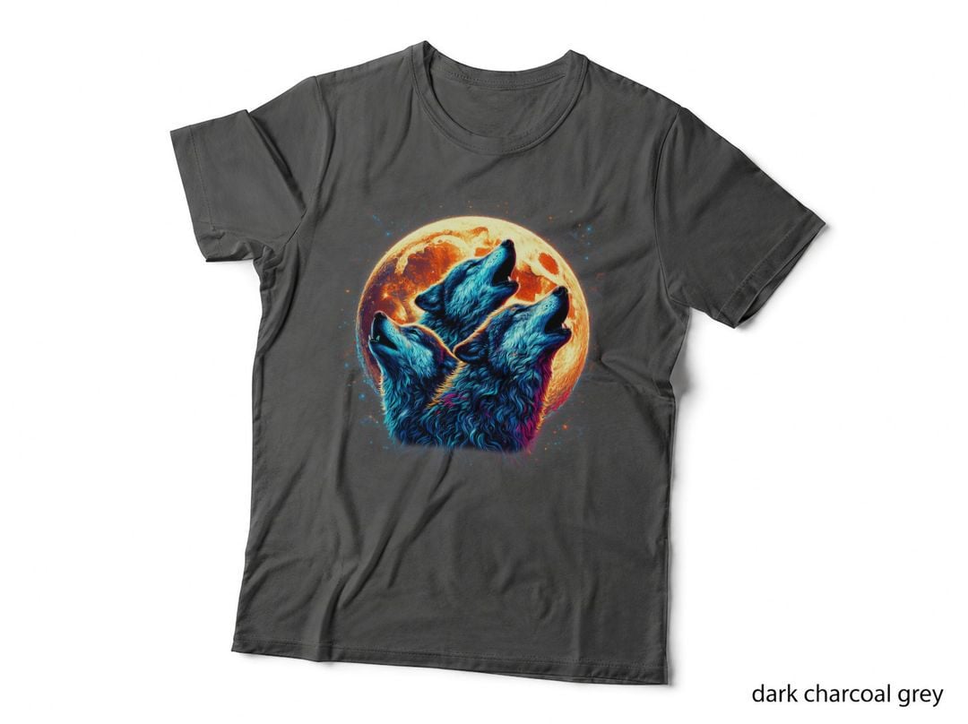3 Wolves Howling at the Moon Wolf Animal, Wolf Art, Nature T-Shirt