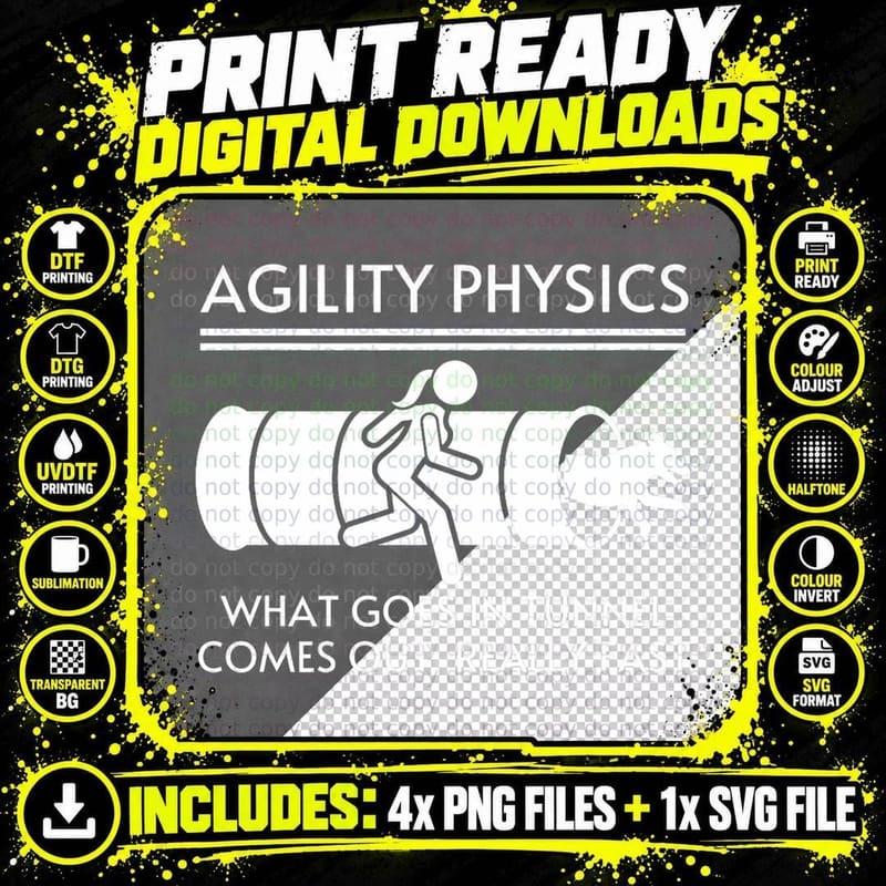 Agility Physics Funny Dog Agility, Dog Training Humor Png SVG Digital Bundle