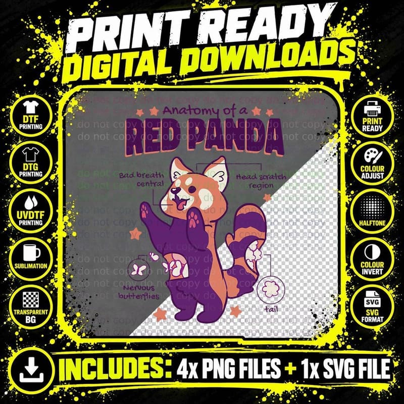 Anatomy of a Red Panda Funny T-Shirt Png SVG Digital Bundle