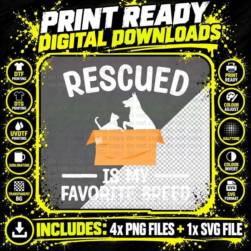 Animal Rescue Art for Men Women Dog Cat Pet Rescuer Png SVG Digital Bundle