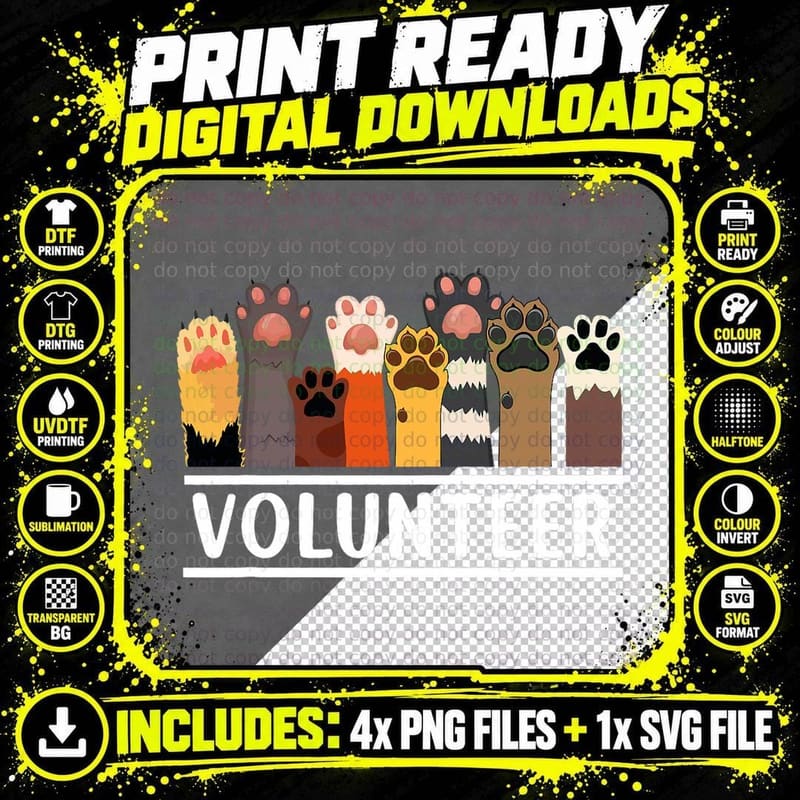 Animal Volunteer for Dog Cat Rescue Supporter Png SVG Digital Bundle