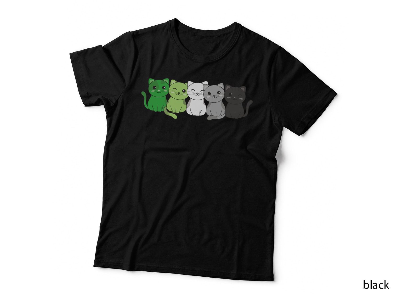 Aromantic Flag Non Binary Pride LGBTQ Cats Aromantic Cat T-Shirt