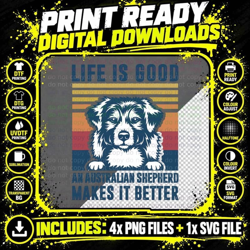 Australian Shepherd Dog Gifts Men Women Australian Png SVG Digital Bundle