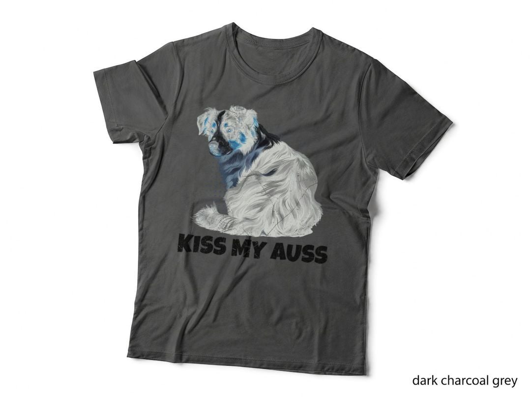 Australian Shepherd Kiss My Auss Funny Aussie Dog, Pet Lover Gift T-Shirt