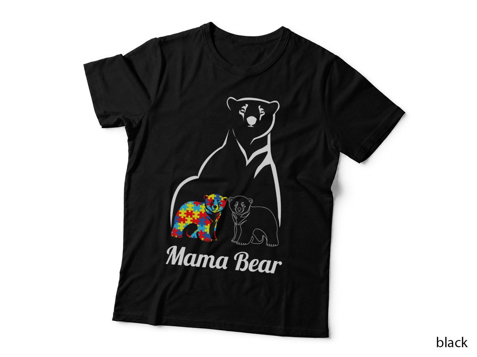 Autism Awareness Mama Bear Mom Autistic Child, Neurodiversity Motherhood T-Shirt