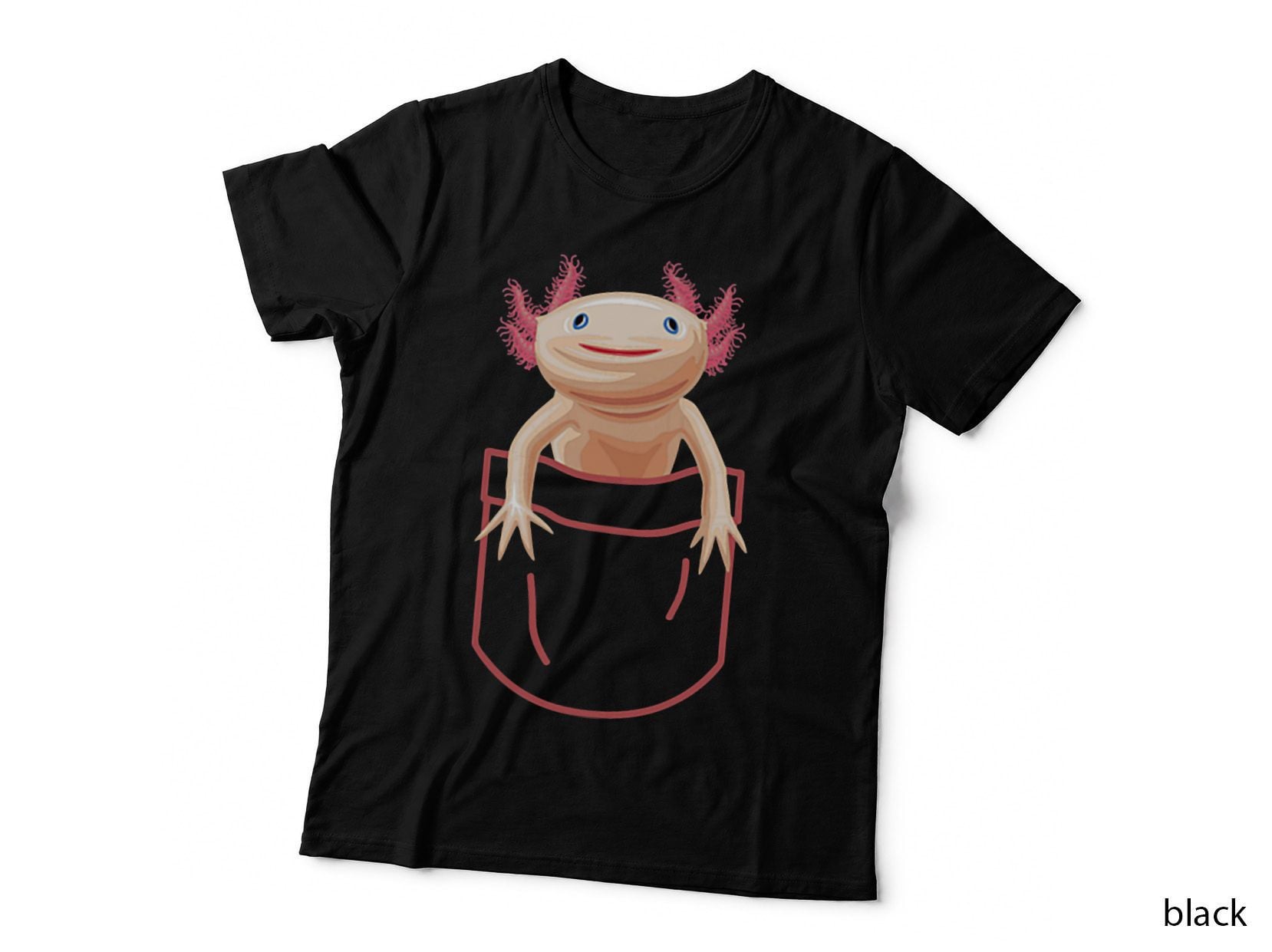 Axolotl in a Pocket Funny Animal Lover Cute Amphibian Fish T-Shirt