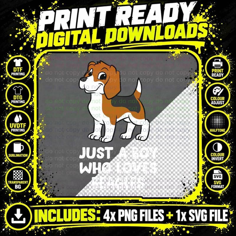 Beagle Dog Boy Just a Boy Who Loves Beagles Png SVG Digital Bundle
