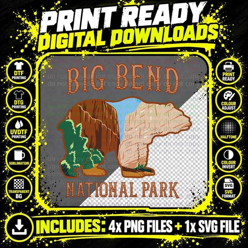 Bear Wildlife National Park Tee Big Bend National Park Png SVG Digital Bundle