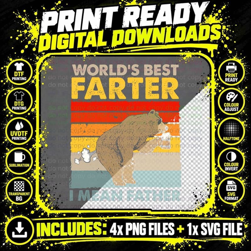 Bear World Best Farter I Mean Father Bear Drinking Beer Png SVG Digital Bundle