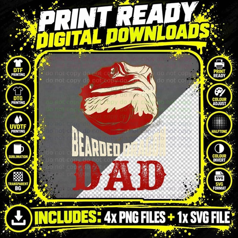 Bearded Dragon Dad Lizard Lover Reptile T-Shirt, Mens Tee Png SVG Digital Bundle