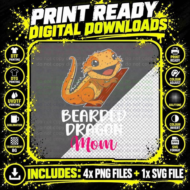 Bearded Dragon Mom Pet Lover Women Lizard Owner Reptile Png SVG Digital Bundle