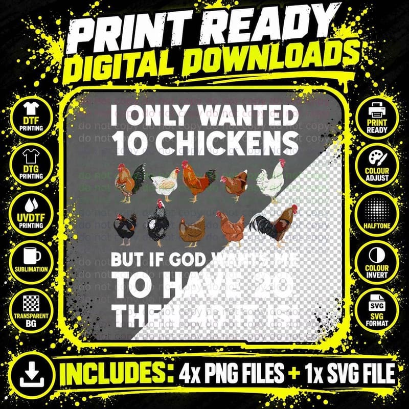 Best Chicken Art for Men Women Poultry Themed Chicken Png SVG Digital Bundle