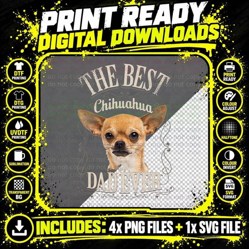 Best Chihuahua Papa Aller Chihua Dog Gift Vintage Png SVG Digital Bundle