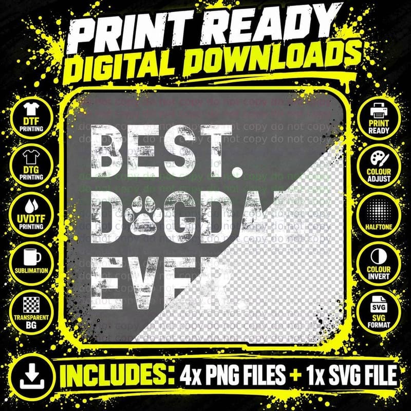 Best Dog Dad Ever Funny Fathers Day for Dog Lover Dad Png SVG Digital Bundle