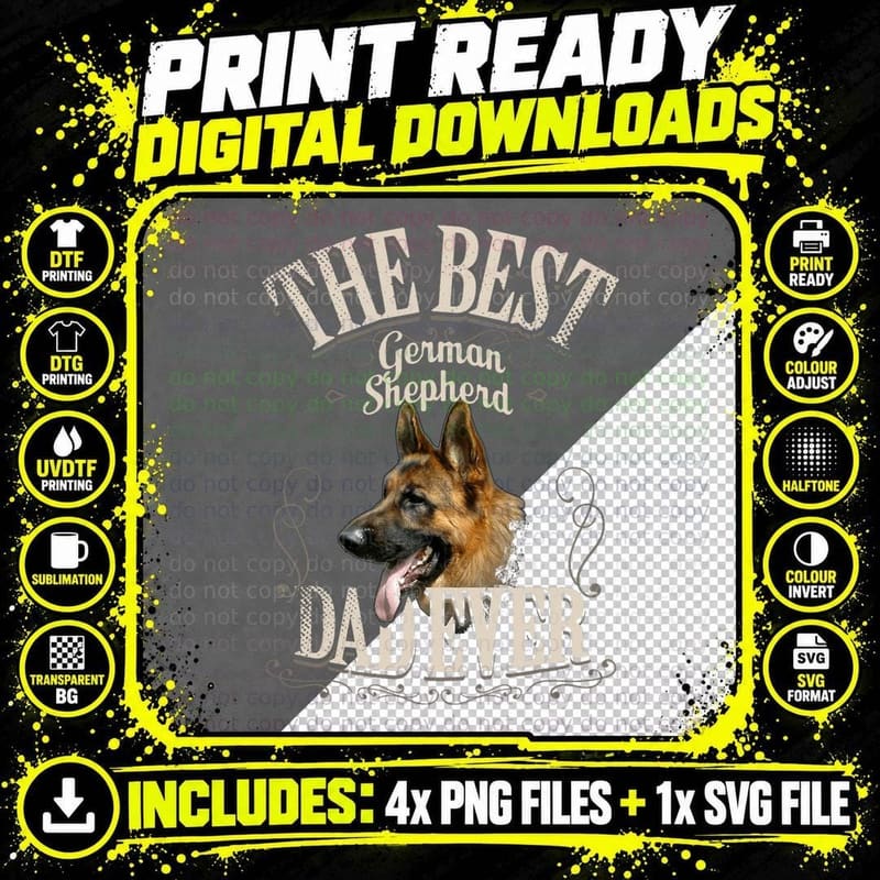 Best German Shepherd Dad Ever - Funny Dog Lover Gifts Png SVG Digital Bundle