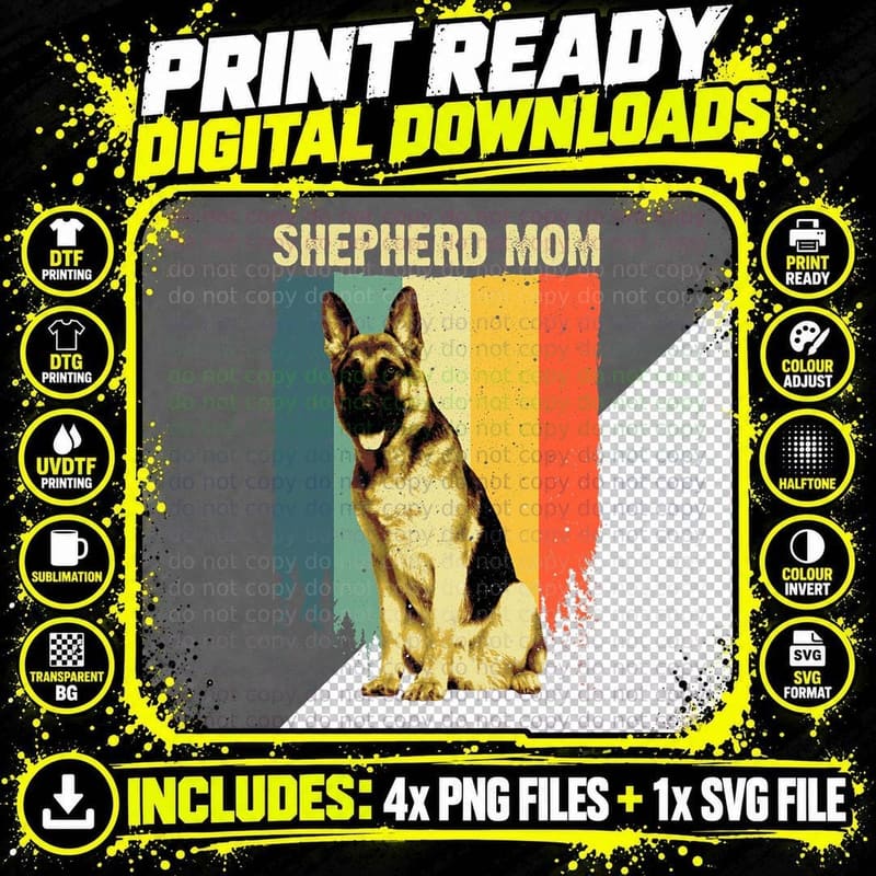 Best German Shepherd Mom Art Women Dog Owner Pet Lover Png SVG Digital Bundle