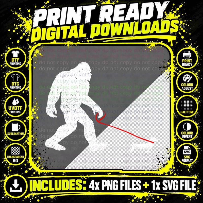 Bigfoot Walking Dachshund Weiner Dog Sasquatch Gifts Png SVG Digital Bundle