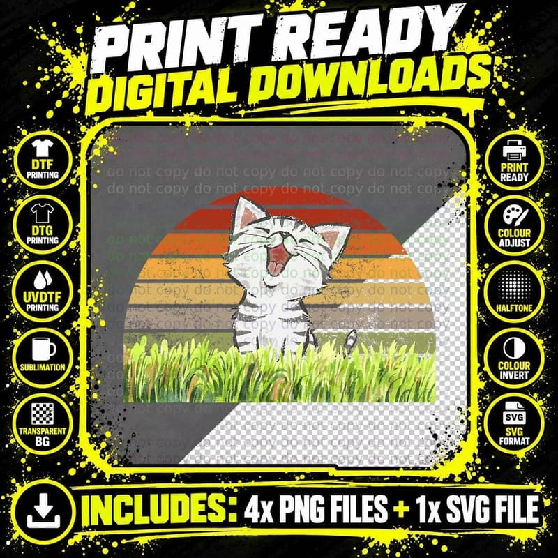 Black Cat Retro Cat Lovers Cat Moon Cat Mom Cat Dad Png SVG Digital Bundle