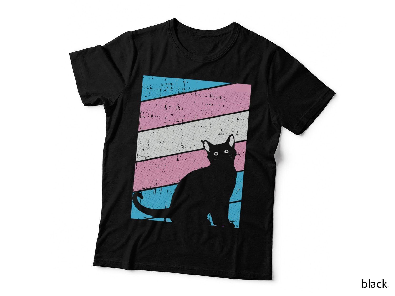 Black Cat Trans-Gender Pride Kitten Lover LGBT-Q Proud Ally T-Shirt