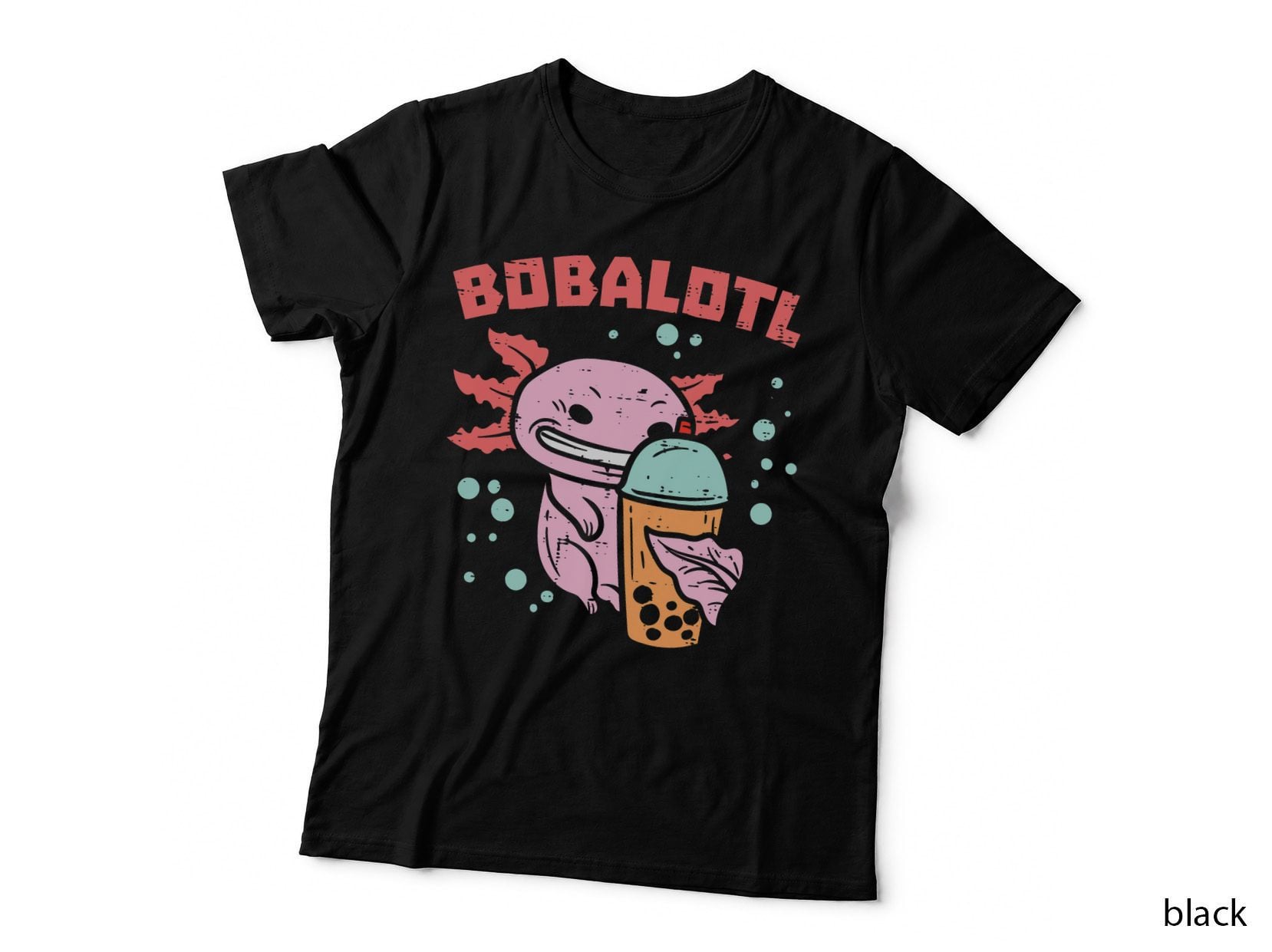 Bobalotl Axolotl Boba Cute Milk Bubble Tea Men Women Kids T-Shirt