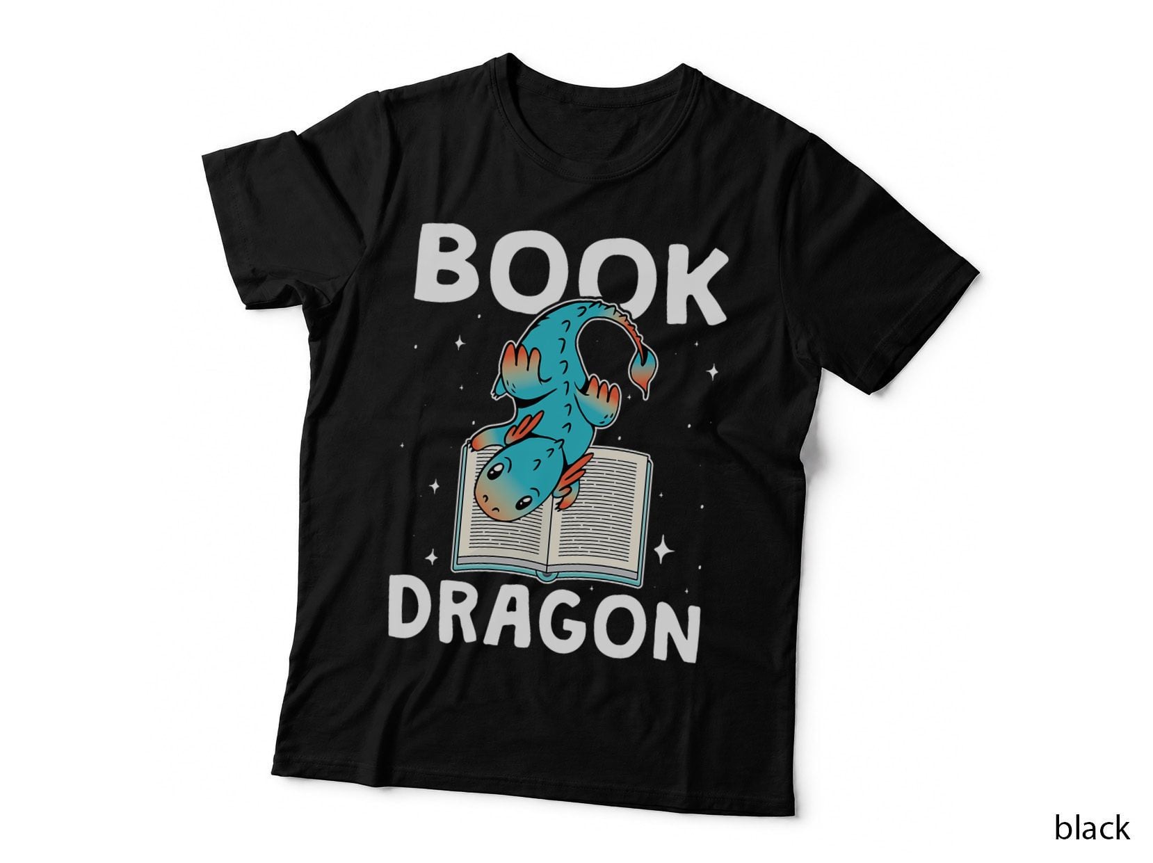 Book Dragon Fantasy Book Lover Gift Bookworm Reading Teacher T-Shirt